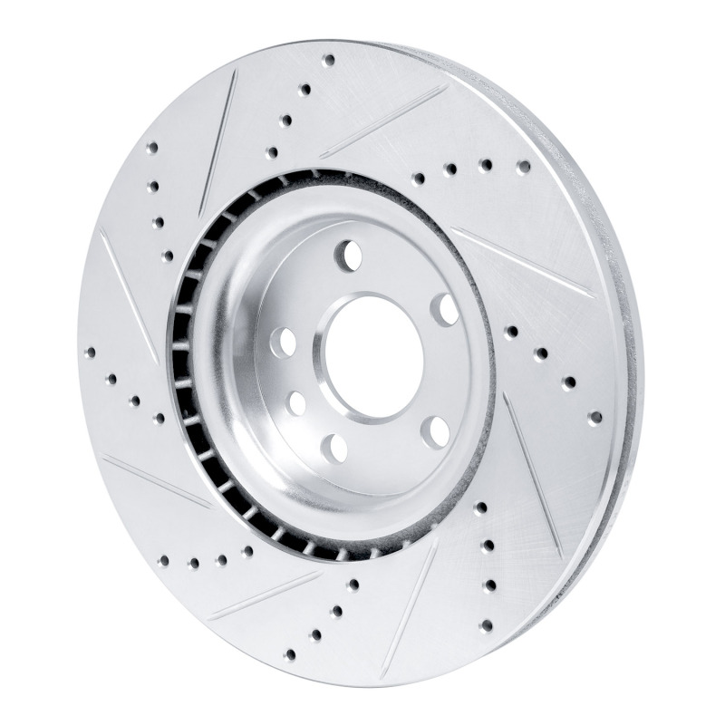Jaguar E-Pace Brake Rotor (1) - Front Right - R1 Concepts - Drilled & Slotted - Silver - `15-`19